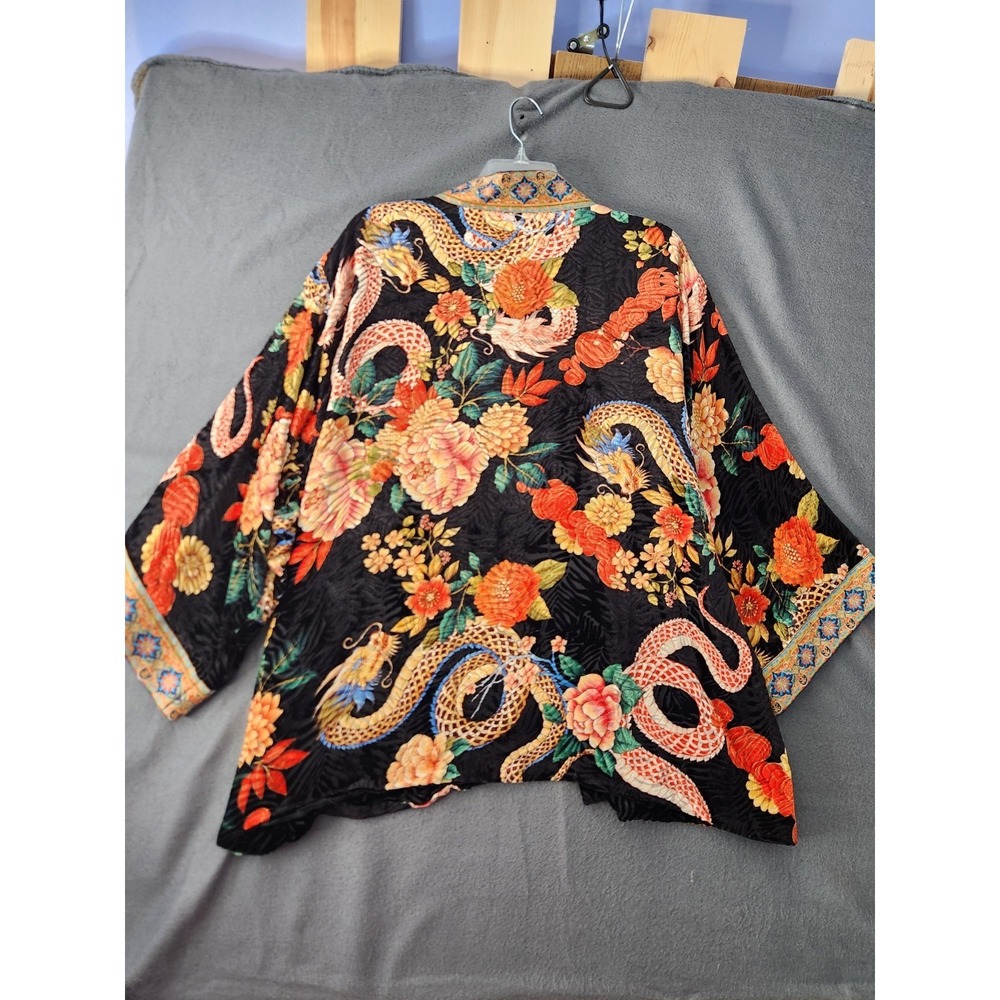 Johnny Was Merhawi Reversible Kimono XXL Black Burnout Velvet Dragon Floral NEW - Picture 5 of 16